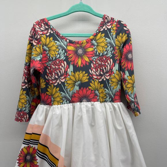Oopsie Daisy Toddler Girls 3 Multicolor Red Gray Yellow Floral High-Low Dress - Picture 3 of 8